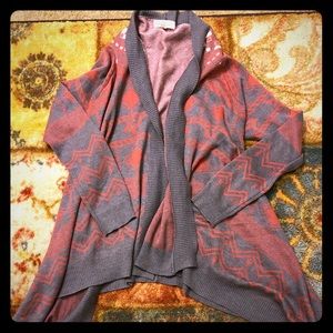 PINK- long sleeve dressy cardigan red and grey